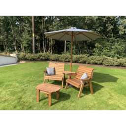 Charles Taylor Grand Angled Companion Seat with Coffee Table and Grey Cushions - thumbnail 4