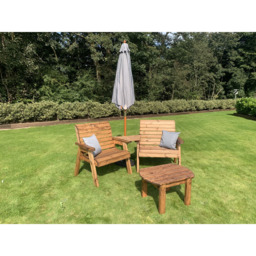 Charles Taylor Grand Angled Companion Seat with Coffee Table and Grey Cushions - thumbnail 2