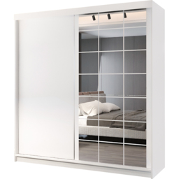 M N Furniture Collian 2 Door White Mirrored Sliding Wardrobe 200cm - thumbnail 2
