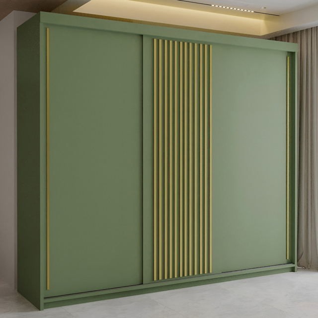 Sliding Wardrobes 4U Pesto Green 3 Door Wardrobe - image 1