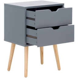 GFW Nyborg 2 Drawer Dark Grey Bedside Table - thumbnail 4