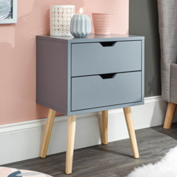 GFW Nyborg 2 Drawer Dark Grey Bedside Table - thumbnail 1