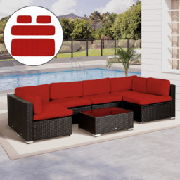Outsunny Red 6 Seater Garden Sofa Set Cover 14 Pack - thumbnail 2