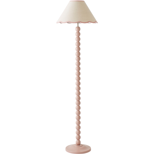 ValueLights Bobbins Pink Scallop Shade Rose Pink LED Floor Lamp - image 1