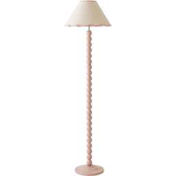 ValueLights Bobbins Pink Scallop Shade Rose Pink LED Floor Lamp
