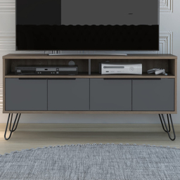 Core Products Vegas 4 Door Oak and Grey Wide Screen TV Unit - thumbnail 1