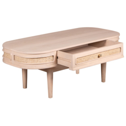 Brooklyn Valencia Single Drawer Cane and Mango Wood Coffee Table - thumbnail 4