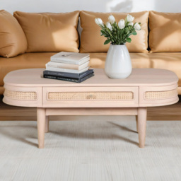 Brooklyn Valencia Single Drawer Cane and Mango Wood Coffee Table - thumbnail 1