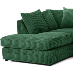 Luxor 3 Seater Green Jumbo Cord Left Hand Facing L Shaped Corner Sofa - thumbnail 3