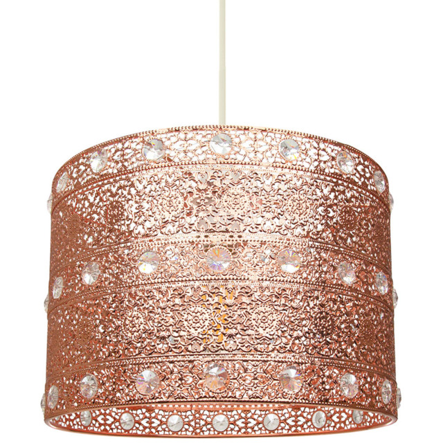Happy Homewares Polished Copper Acrylic Gem Moroccan Chandelier Ceiling Pendant Shade - image 1