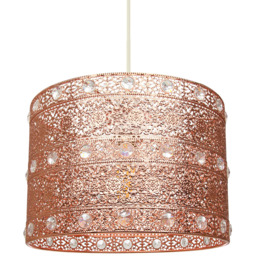 Happy Homewares Polished Copper Acrylic Gem Moroccan Chandelier Ceiling Pendant Shade