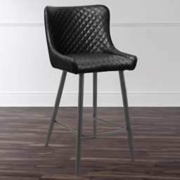 Julian Bowen Luxe Black Faux Leather Bar Stool - thumbnail 1