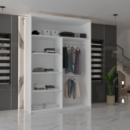 M N Furniture Modern Gala 2 Door White Mirrored Sliding Wardrobe 120cm - thumbnail 3