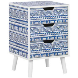 Birlea Santorini Blue and White 3 Drawer Bedside Table - thumbnail 2