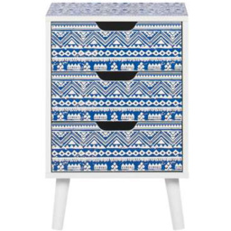 Birlea Santorini Blue and White 3 Drawer Bedside Table - thumbnail 3