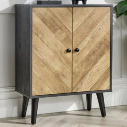 Home Source Dallas Black and Natural 2 Door Storage Cabinet Unit