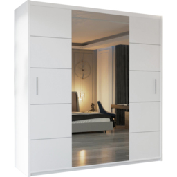 M N Furniture Osaka 2 Door White Mirrored Panel Sliding Wardrobe 180cm - thumbnail 2