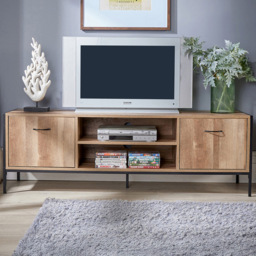 Home Source Oakmere Black and Oak Effect 2 Door TV Stand Unit