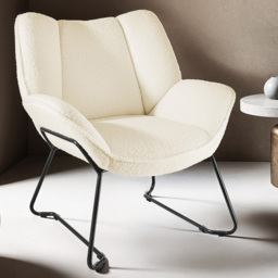 tectake Kjeld Cream White Boucle Wingback Armchair