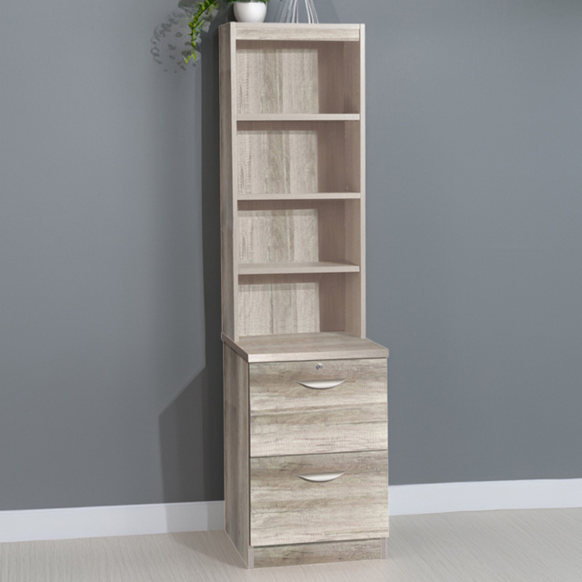 R White Cabinets Grey 2 Drawer 4 Shelf Filing Cabinet with Hutch - image 1