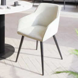 tectake Marilyn Cream and Black Corduroy Padded Dining Chair