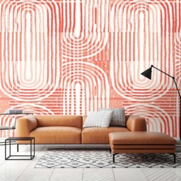 Origin Murals Curved Line Texture Orange Wall Mural