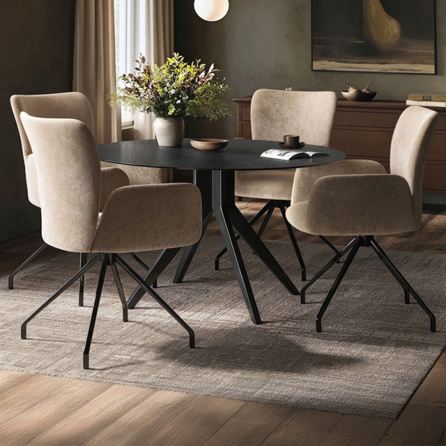 SOLACE+CO Emil Kora 4 Seater White Round Glass Dining Set - image 1