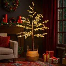 Marco Paul Mains Powered 48 Warm White LED Alpine Light Up Artificial Christmas Tree 3.93ft - thumbnail 2