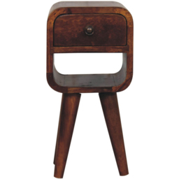 Artisan Furniture Extra Mini Chestnut Single Drawer Single Shelf Solid Wood Curve Bedside Table - thumbnail 2