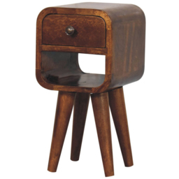 Artisan Furniture Extra Mini Chestnut Single Drawer Single Shelf Solid Wood Curve Bedside Table - thumbnail 3