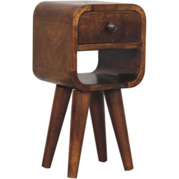 Artisan Furniture Extra Mini Chestnut Single Drawer Single Shelf Solid Wood Curve Bedside Table - thumbnail 4