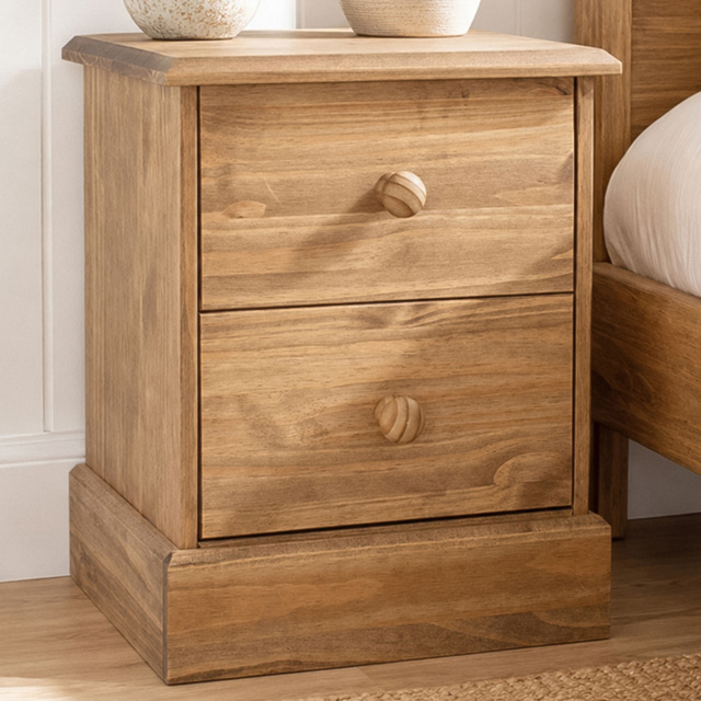 Core Products Cotswold 2 Drawer Pine Bedside Table - image 1