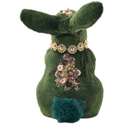 The Christmas Gift Co Green Velvet Rabbit Hanging Decoration - thumbnail 4