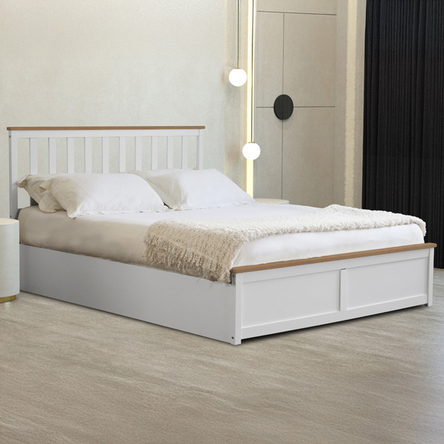 Comfy Living Double White Gas Lift Ottoman Bed - image 1