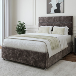 Bedmaster Small Double Charcoal Chenille 4 Drawer Divan Base with Milan Headboard