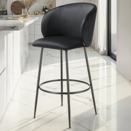 tectake Luana Set of 2 Black Velvet Look Padded Bar Stools