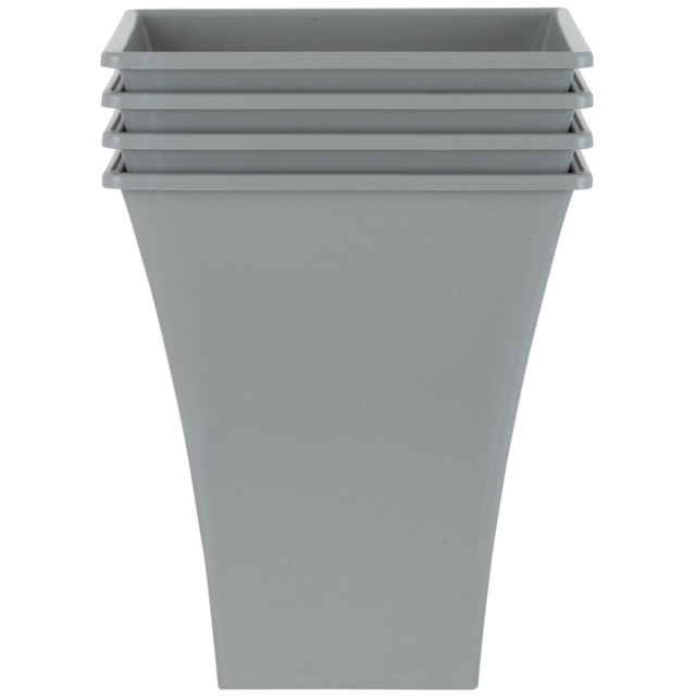 Wham Metallica Cement Grey Recycled Plastic Square Planter 23cm 4 Pack - image 1