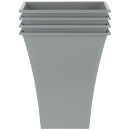 Wham Metallica Cement Grey Recycled Plastic Square Planter 23cm 4 Pack - thumbnail 1