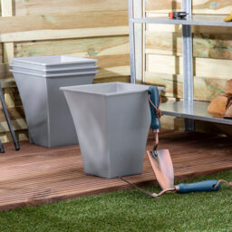 Wham Metallica Cement Grey Recycled Plastic Square Planter 23cm 4 Pack - thumbnail 2