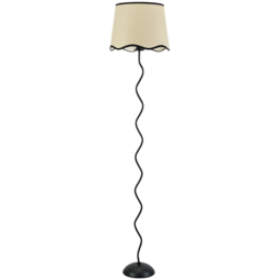 ValueLights Wiggle Scallop Black Edge Shade Black Metal LED Floor Lamp