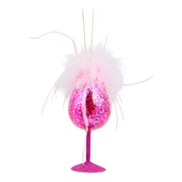 Single Jingle Bell Boogie Feather Wine Glass Hanging Christmas Decoration in Assorted styles - thumbnail 3