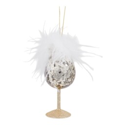 Single Jingle Bell Boogie Feather Wine Glass Hanging Christmas Decoration in Assorted styles - thumbnail 2