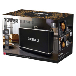 Tower Renaissance 16L Black and Chrome Bread Bin - thumbnail 2