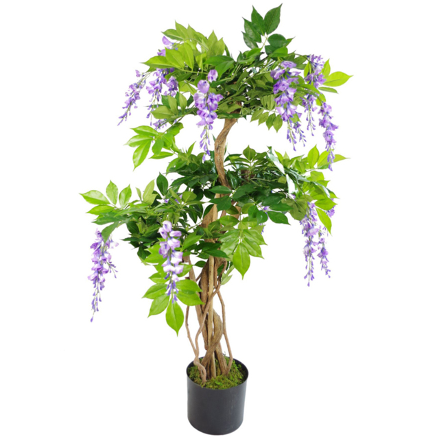 Leaf Artificial Wisteria Purple Trunk Tree in Pot 110cm - image 1