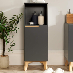Home Source Florence Single Door Grey Bathroom Floor Cabinet