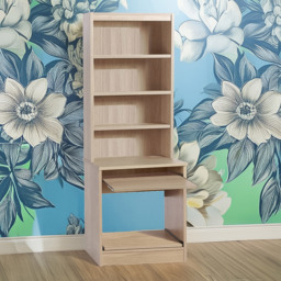 R White Cabinets Brown 4 Shelf Printer Desk Stand with Hutch