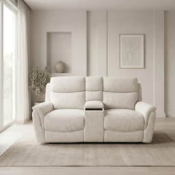 Long Island 2 Seater Beige Recliner Sofa with Console - thumbnail 3
