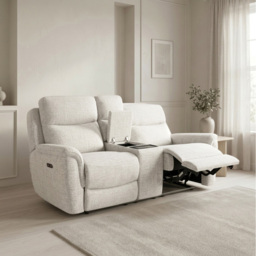 Long Island 2 Seater Beige Recliner Sofa with Console - thumbnail 4