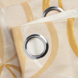 Alan Symonds Ome Jacquard Lined Ring Top Eyelet Curtains Ochre 167 x 183cm - thumbnail 3