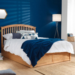 GFW Madrid Double Oak Wood Ottoman Bed